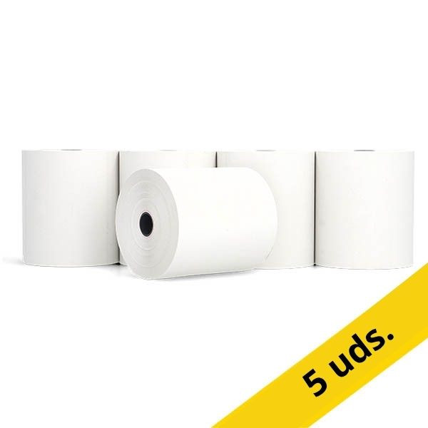 123tinta Rollo de papel térmico para caja registradora 80x80x12 cm blanco 48 gramos (5 unidades) 303620 - 1