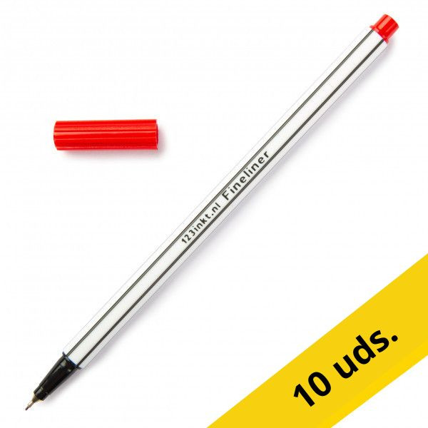 123tinta Rotulador de punta fina rojo | Pack 10 uds 300433 - 1