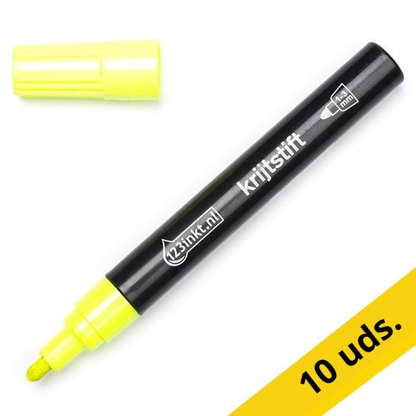 123tinta Rotulador de tiza amarillo punta redonda | Pack 10 uds 300607 - 1