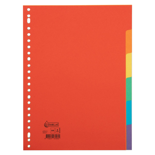 123tinta Separador de cartulina A4 con 6 pestañas de colores (23 agujeros) 300531 - 1