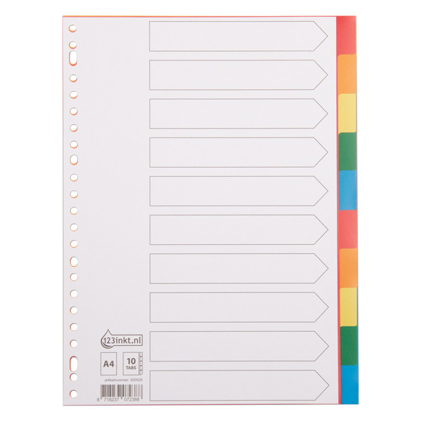 123tinta Separador de plástico A4 de colores con 10 pestañas (23 agujeros) 15261C 3007041010C 300526 - 1