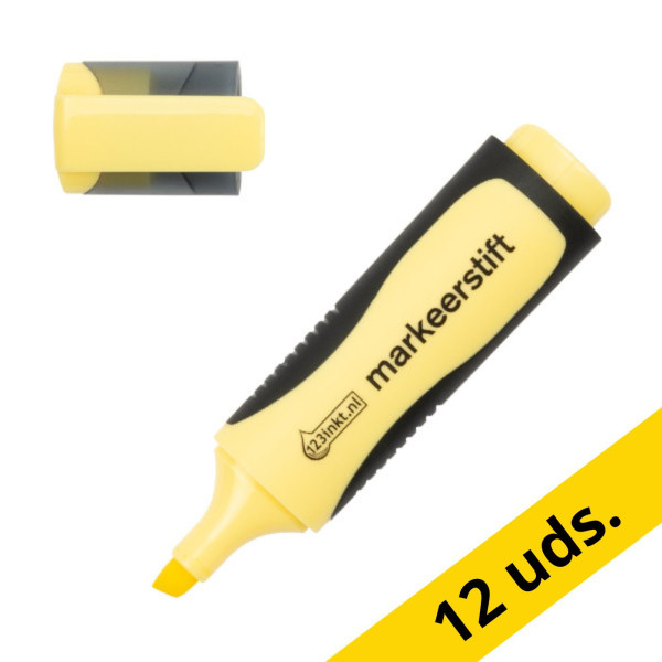 123tinta Subrayador amarillo pastel punta biselada | Pack 12 uds 300493 - 1