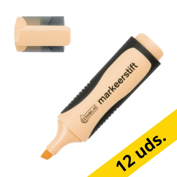 123tinta Subrayador naranja pastel punta biselada | Pack 12 uds 300495 - 1
