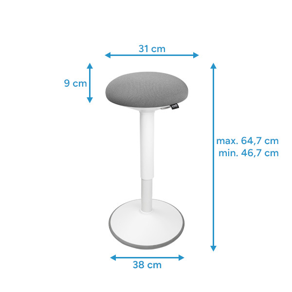 123tinta Taburete redondo ergonómico con resorte de gas, color blanco (47 cm - 64 cm) 390053 - 2