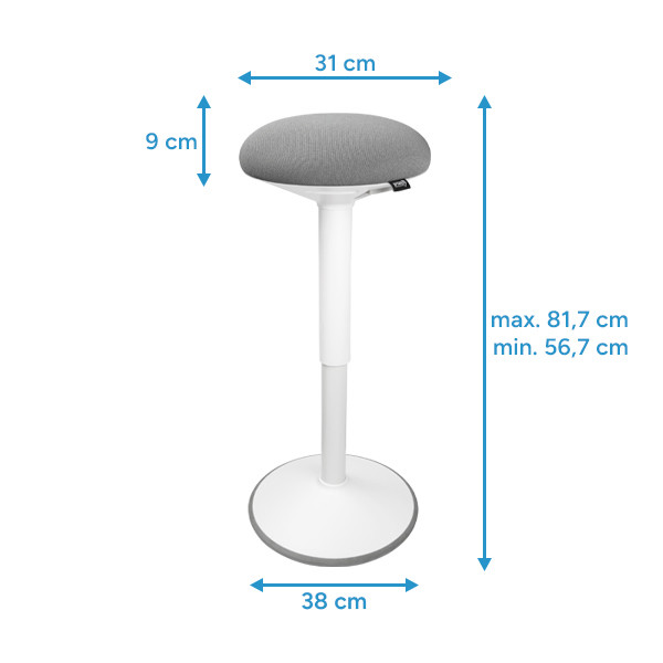 123tinta Taburete redondo ergonómico con resorte de gas, color blanco (57 cm - 82 cm) 390051 - 2