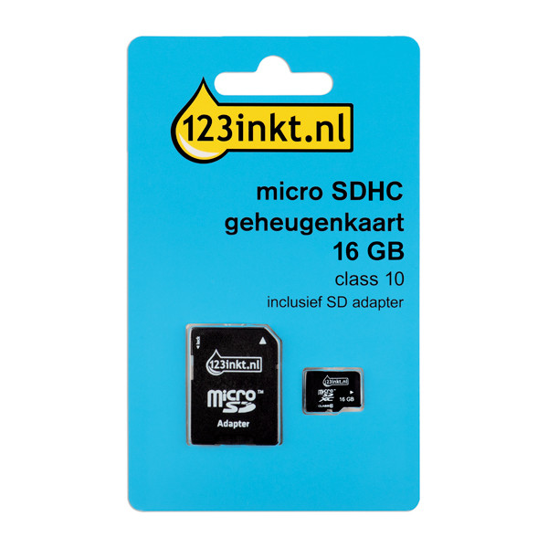 123tinta Tarjeta de Memoria Micro SDHC 16GB - Clase 10 con Adaptador 300694 - 1