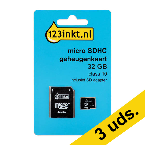 123tinta Tarjeta de Memoria Micro SDXC - 64 GB Clase 10 con Adaptador | Pack 3 uds 302954 - 1