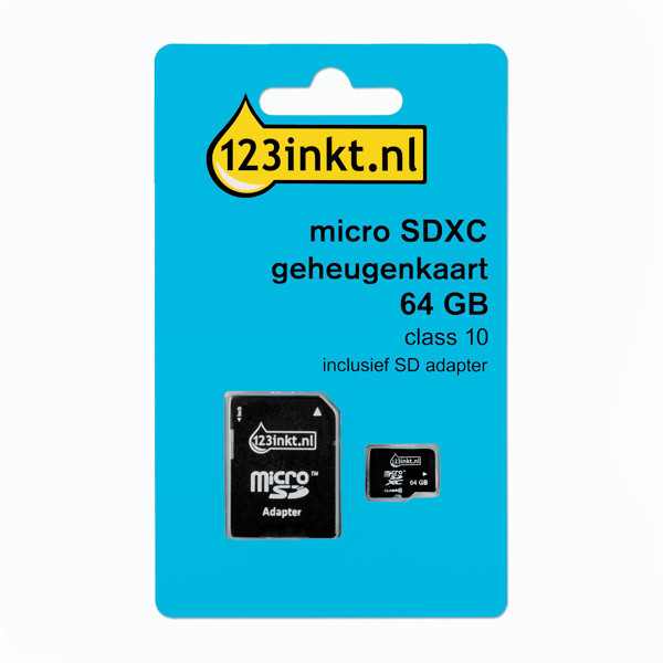 123tinta Tarjeta de memoria Micro SDXC clase 10 con adaptador - 64 GB 300692 - 1