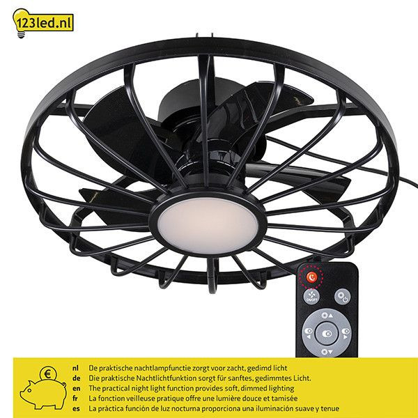 123tinta Ventilador de Techo Negro con Lámpara LED Ø 50,8 cm - IP44 - 42W | 2000-4000K LDR02463 - 7