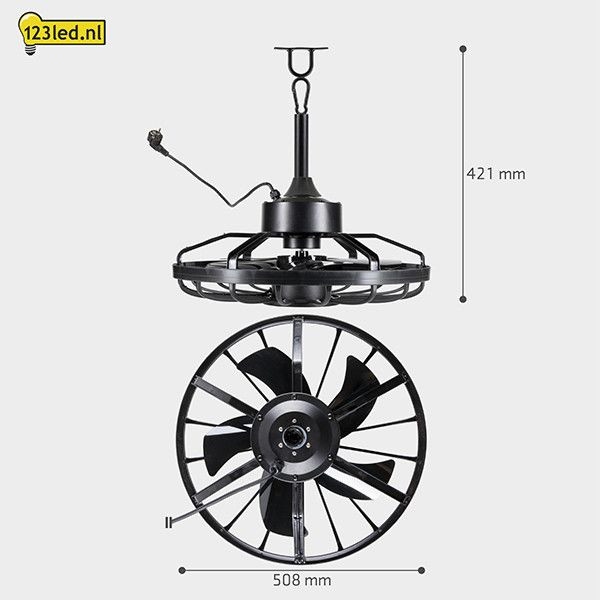 123tinta Ventilador de Techo Negro con Lámpara LED Ø 50,8 cm - IP44 - 42W | 2000-4000K LDR02463 - 8