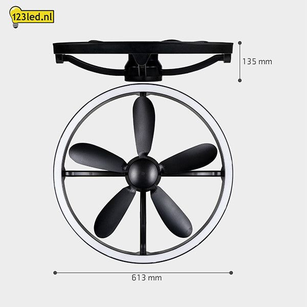 123tinta Ventilador de Techo Negro con Lámpara LED Ø 61,3 cm - 27W | 2200-6500K LDR02467 - 7