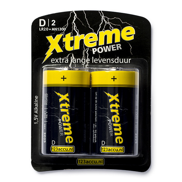 123tinta Xtreme Power D/LR20/MN1300 Pilas Alcalinas (2 unidades) LR20P2B/10C MN1300C ADR00044 - 1