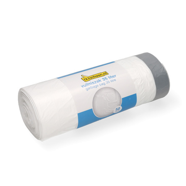 123tinta bolsa de basura  HDPE con cordón blanca 35 litros (50 unidades) SDR06057 - 1