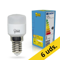 123tinta bombilla LED E14 T26 mate 2700K de 1.3W (16W) | Pack 6 uds LDR02367