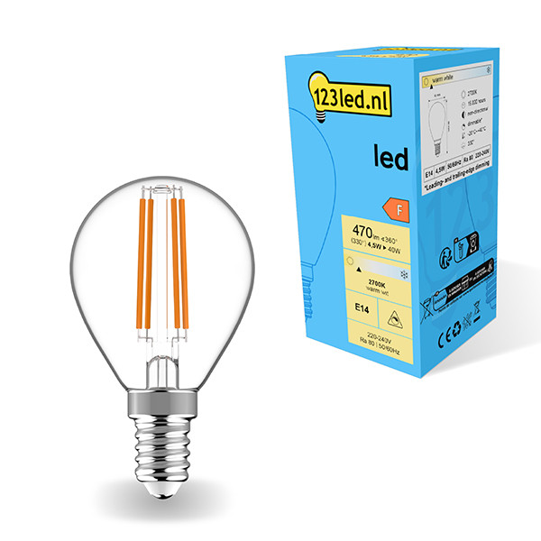 123tinta bombilla LED E14 filamento regulable 2700K de 4,5W (40W) LDR01894 - 1