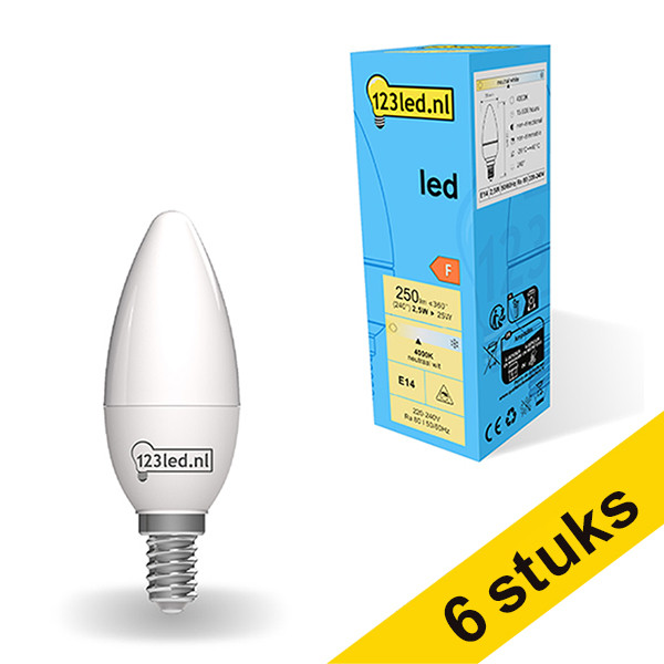 123tinta bombilla LED E14 mate 4000K de 2,5W (25W) | Pack 6 uds LDR01853 - 1