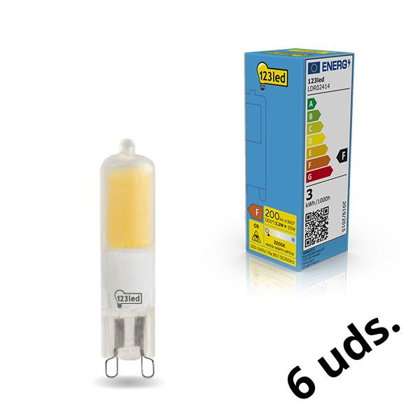 123tinta bombilla LED G9 COB Mate 2200K de 2.2W (25W) | Pack 6 uds LDR02415 - 1