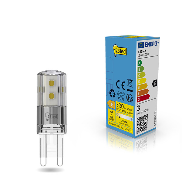 123tinta bombilla LED G9 transparente de luz cálida 2.6 W (30 W) LDR01950 - 1