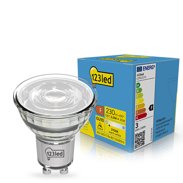 123tinta bombilla LED GU10 regulable 2700K de 3W (35W) LDR02276 - 1