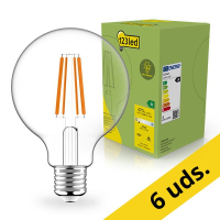 123tinta bombillas LED E27 G95 ultraeficientes de filamento transparente 2700 K, 2,2 W (40 W) | Pack 6 uds