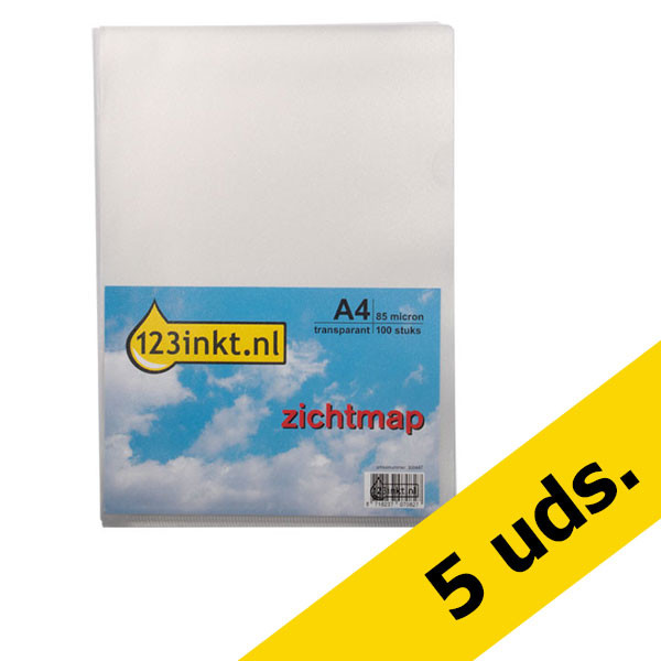 123tinta carpeta transparente A4 85 micras | Pack 5 x 100 uds 301212 - 1