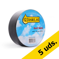 123tinta cinta adhesiva negra 50mm x 50m | Pack 5 uds 300624