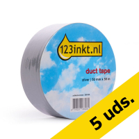 123tinta cinta adhesiva plateada 50 mm x 50 m | Pack 5 uds 300623