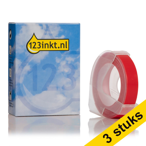 123tinta cinta en relieve blanca sobre roja de 9 mm | Pack 3 uds 650770 - 1