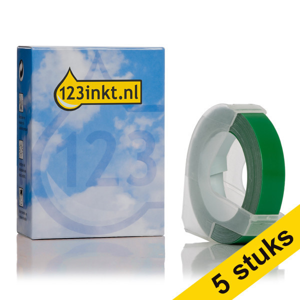 123tinta cinta en relieve blanca sobre verde de 9 mm | Pack 5 uds 650771 - 1