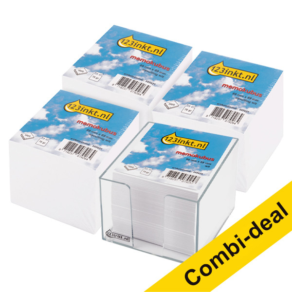 123tinta cubo de notas con recambios de 1.000 hojas | Pack 1 cubo + 4 recambios 300629 - 1