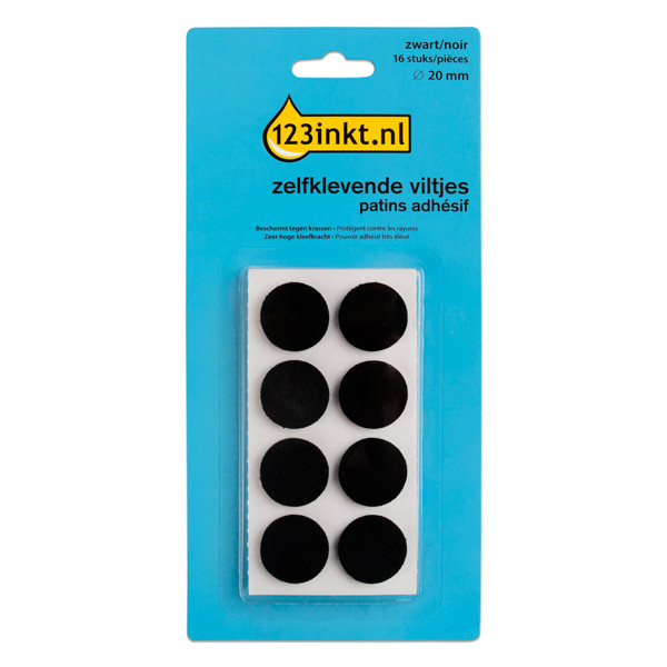 123tinta fieltros adhesivos redondos negro 20 mm (16 unidades) FP-20R 301005 - 1