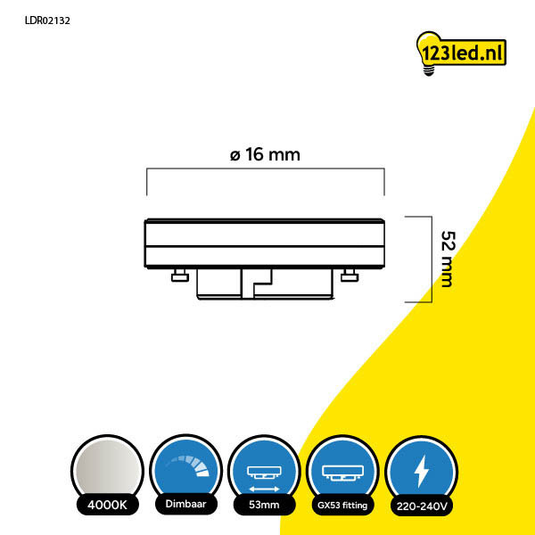 123tinta foco LED GX53 regulable  4000K 6.5W (48W) LDR02132 - 2