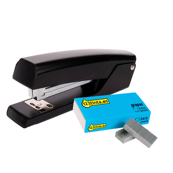 123tinta grapadora negra (20 hojas) | Pack grapadora + 1.000 grapas 300650 - 1
