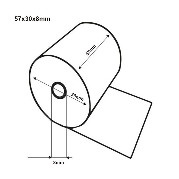 123tinta rollo de papel térmico de 57 × 30 × 8 mm | 5 unidades 303659 - 2