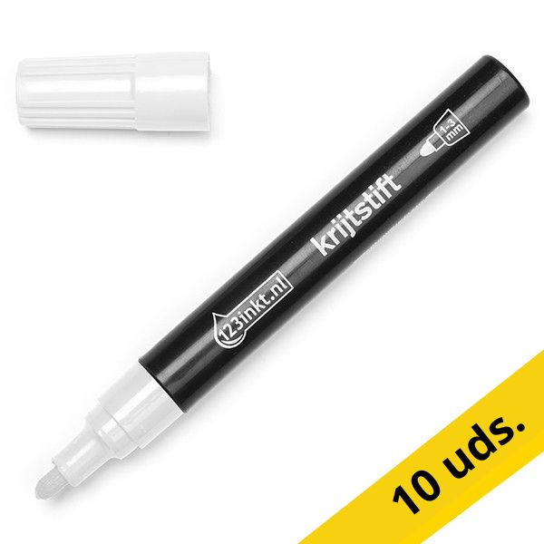 123tinta rotulador de tiza blanco punta redonda | Pack 10 uds 300610 - 1