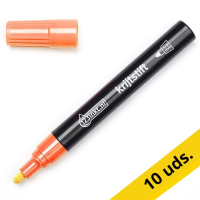 123tinta rotulador de tiza naranja punta redonda | Pack 10 uds