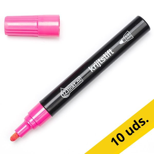 123tinta rotulador de tiza rosa punta redonda | Pack 10 uds 300609 - 1