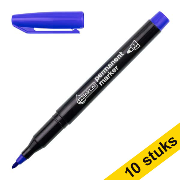123tinta rotulador permanente azul (1 mm) | Pack 10 uds 300890 - 1