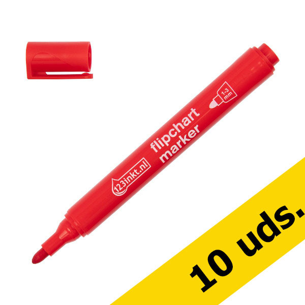 123tinta rotuladores de rotafolio rojos (redondos 1-3 mm) | Pack 10 uds 390560 - 1