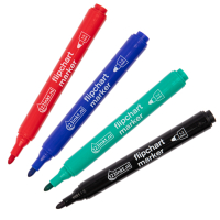 123tinta rotuladores para rotafolio negro, rojo, azul y verde (punta redonda de 1-3 mm) | Pack 4 uds 390565