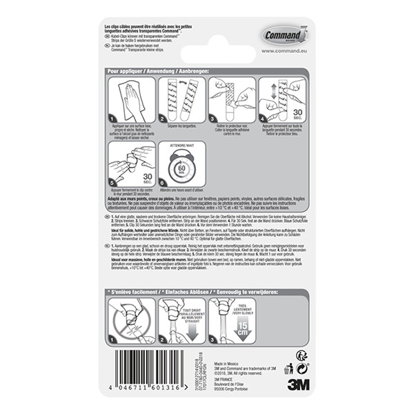3M Command Clips de cable redondos transparentes (4 unidades) 17017CLR 214554 - 2