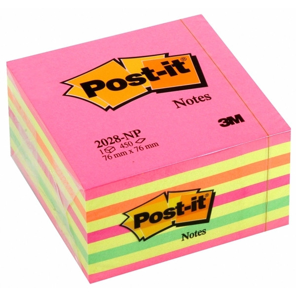 3M Post-it notas | rosa neon | cubo | 76x76 mm 2028NP 201330 - 1