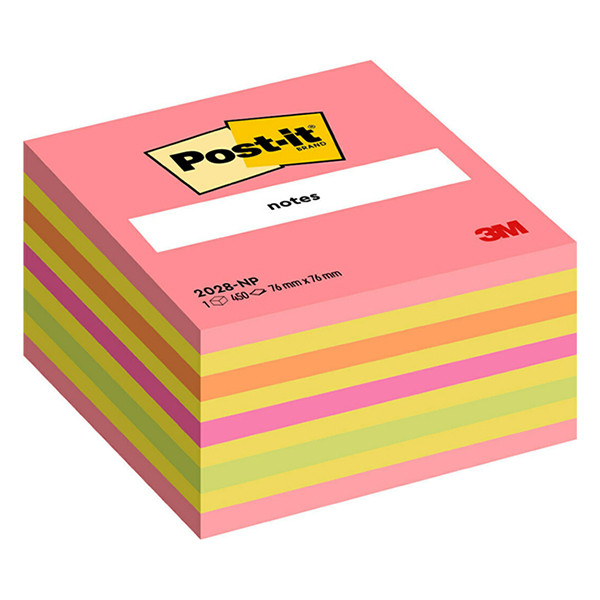 3M Post-it notas | rosa neon | cubo | 76x76 mm 2028NP 201330 - 1