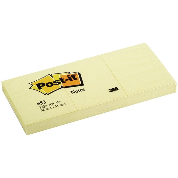 3M Post-it notas amarillas (38x51 mm) - 3x100 hojas 653GE 201000 - 1