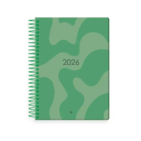 Agenda 2026 A5 espiral día vista verde 426736
