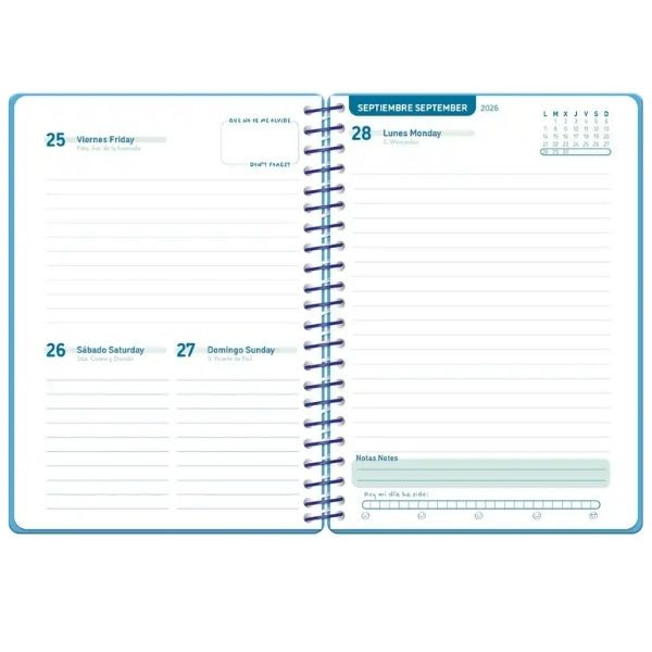 Agenda escolar A5 día página (2026- 2027) - Azul 426896 - 2