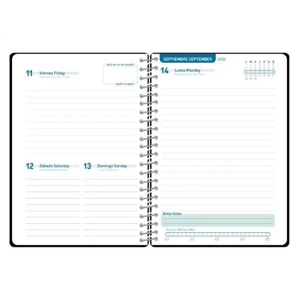 Agenda escolar A5 día página (2026- 2027) - Negro 426897 - 2