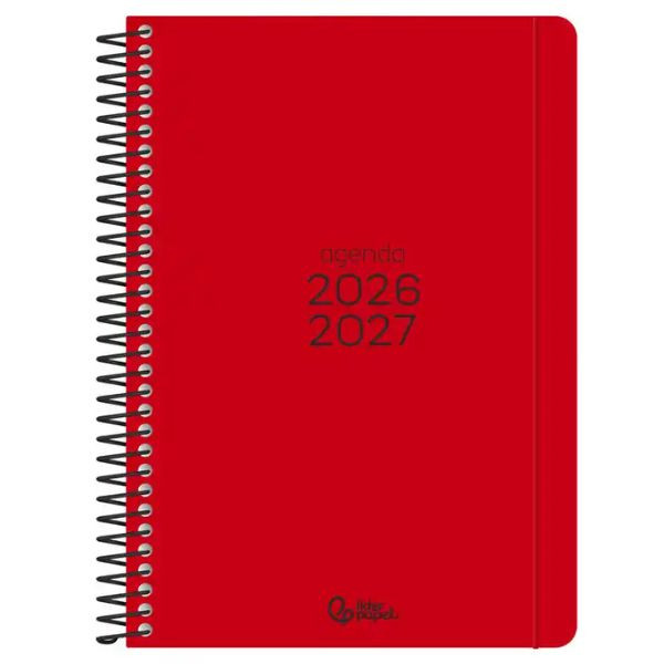 Agenda escolar A5 día página (2026- 2027) - Rojo 426898 - 1