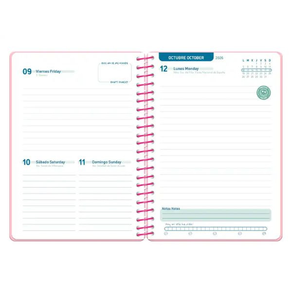 Agenda escolar A5 día página (2026- 2027) - Rosa 426899 - 2