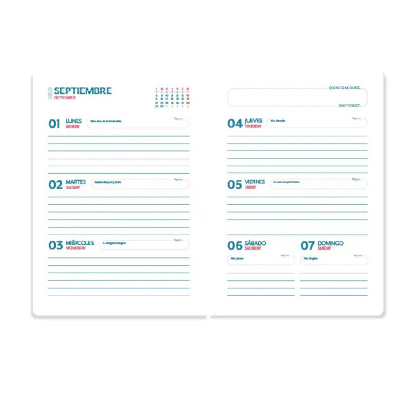 Agenda escolar A5 dia semana (2025-2026) - Corazones LP589 426622 - 2
